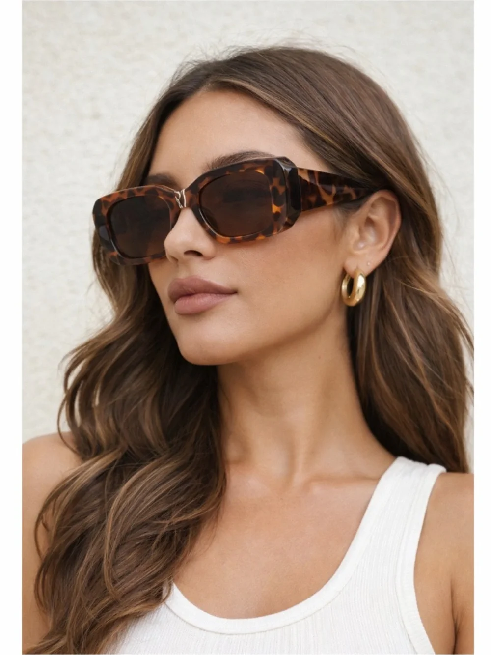 Oversized Square Cream Sunglasses UV400 Retro Fashion Thick‎ Frame Women